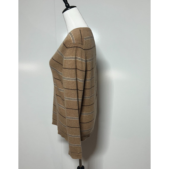 Valerie Stevens Sweater Womens Large‎ Brown Stripe 100% Cashmere Long Sleeve - Picture 5 of 11
